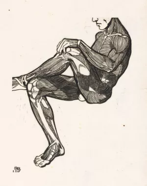 Anatomische studie van de been- en armspieren van een man by Reijer Stolk Oil Painting