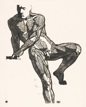Anatomische studie van de borst-, buik- en beenspieren van een man by Reijer Stolk Oil Painting