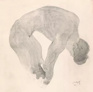 Bukkende naakte man by Reijer Stolk Oil Painting