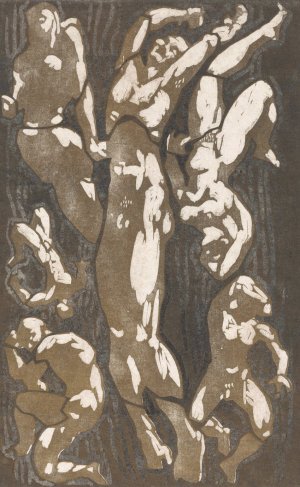 Compositie met zes menselijke figuren by Reijer Stolk Oil Painting
