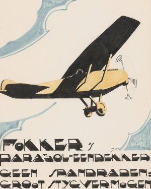 Ontwerp voor reclame voor `Fokker's Parasol-Eendekker' by Reijer Stolk Oil Painting