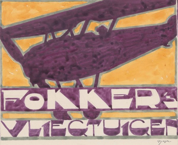 Ontwerp voor reclame voor `Fokker's Vliegtuigen' by Reijer Stolk - Hand-Painted Oil Painting Reproduction