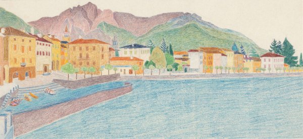 View of an Italian City on the Water  by Reijer Stolk - Hand-Painted Oil Painting Reproduction