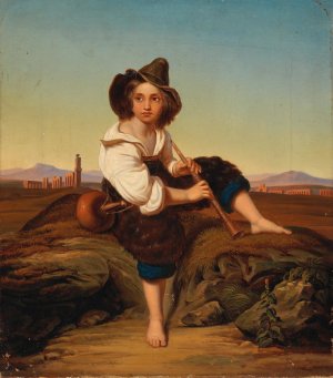 Boy Seated in the Campagna by Reinhard Sebastian Zimmermann Oil Painting