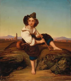 Boy Seated in the Campagna Oil painting by Reinhard Sebastian Zimmermann