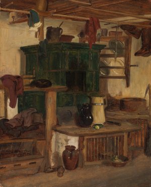 Gruner Kachelofen by Reinhard Sebastian Zimmermann Oil Painting