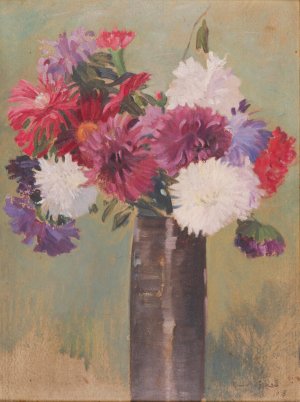 Blumen in einer Vase by Reinhold Volkel Oil Painting