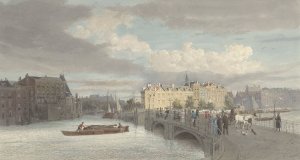 Gezicht op de Halvemaansbrug bij de Amstel te Amsterdam by Reinier Craeyvanger Oil Painting