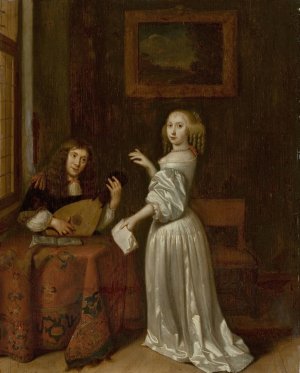 Singing lesson by Reinier De La Haye Oil Painting