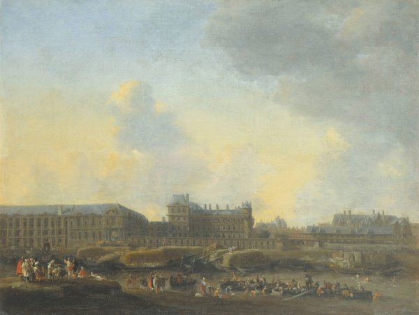 Main Product Photo of Le Louvre et l'Hotel de Bourbon, vus de la rive gauche  Painting by Reinier Nooms