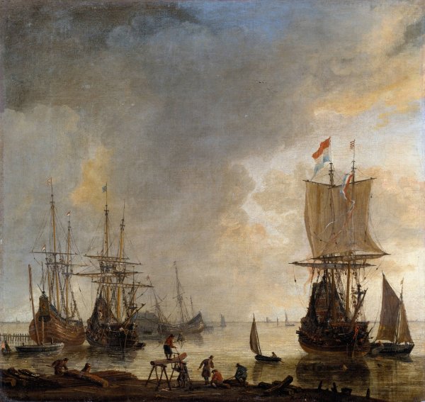 Main Product Photo of The Ship-yard in Amsterdam Painting by Reinier Nooms