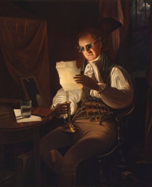 Man Reading By Candlelight by Rembrandt Peale Oil Painting