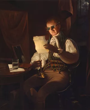 Man Reading By Candlelight by Rembrandt Peale Oil Painting
