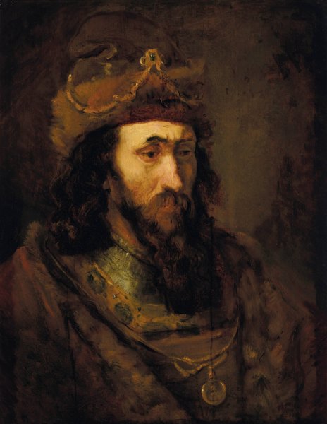 Main Product Photo of Head of an Old Testament king Painting by Rembrandt Van Rijn (Follower)