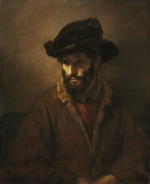 A Bearded Man Wearing a Hat by Rembrandt Van Rijn Oil Painting