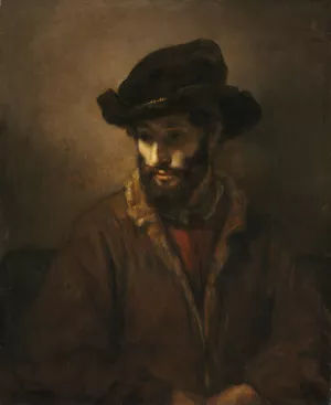 A Bearded Man Wearing a Hat by Rembrandt Van Rijn Oil Painting