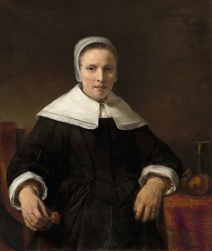 A Woman Holding a Pink by Rembrandt Van Rijn Oil Painting