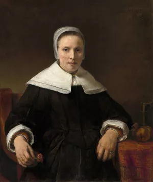 A Woman Holding a Pink by Rembrandt Van Rijn Oil Painting
