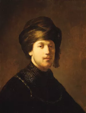 A Young Man Wearing a Turban painting by Rembrandt Van Rijn