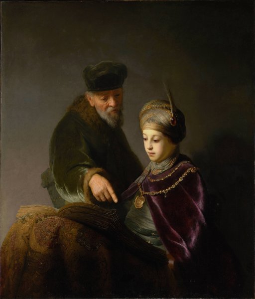 A Young Scholar and his Tutor  by Rembrandt Van Rijn - Hand-Painted Oil Painting Reproduction