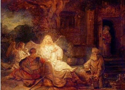 Main Product Photo of Abraham and the Angels Painting by Rembrandt Van Rijn