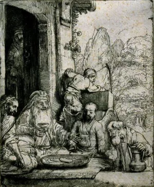 Abraham Entertaining the Angels by Rembrandt Van Rijn Oil Painting