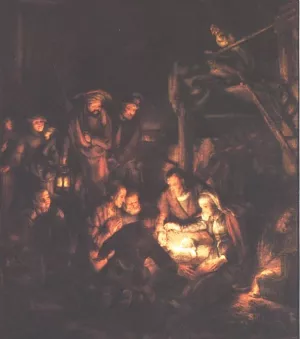 Adoration of the Shepherds by Rembrandt Van Rijn - Oil Painting Reproduction