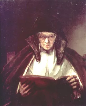 An Old Woman Reading Oil painting by Rembrandt Van Rijn