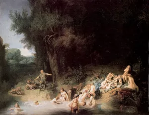 Bath of Diana with Nymphs and Story of Actaeon and Calisto by Rembrandt Van Rijn - Oil Painting Reproduction