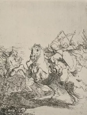 Battle-Piece painting by Rembrandt Van Rijn