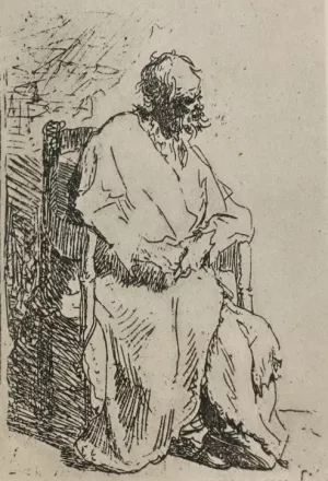 Beggar Sitting in an Elbow Chair by Rembrandt Van Rijn - Oil Painting Reproduction