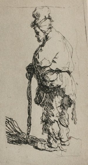 Beggar Standing, Seen in Profile to the Left by Rembrandt Van Rijn Oil Painting