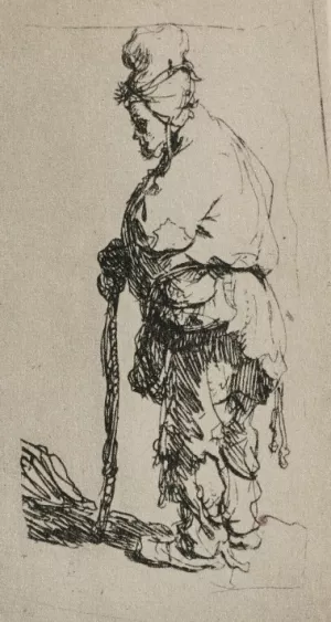 Beggar Standing, Seen in Profile to the Left Oil painting by Rembrandt Van Rijn