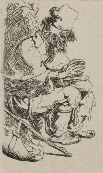 Beggar Warming His Hands by Rembrandt Van Rijn - Hand-Painted Oil Painting Reproduction