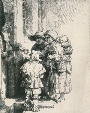 Beggars at the Door by Rembrandt Van Rijn Oil Painting