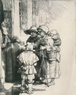 Beggars at the Door by Rembrandt Van Rijn - Oil Painting Reproduction