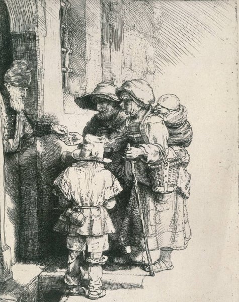 Main Product Photo of Beggars at the Door Painting by Rembrandt Van Rijn