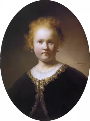 Bust of a Young Woman by Rembrandt Van Rijn - Oil Painting Reproduction