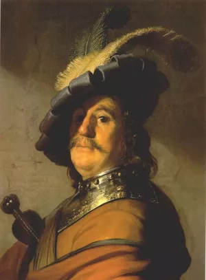 Bust with a Gorge and Plumed Hat by Rembrandt Van Rijn - Oil Painting Reproduction