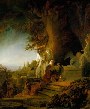 Christ and St Mary Magdalen at the Tomb by Rembrandt Van Rijn Oil Painting