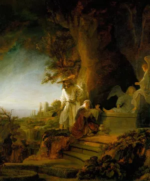 Christ and St Mary Magdalen at the Tomb by Rembrandt Van Rijn Oil Painting