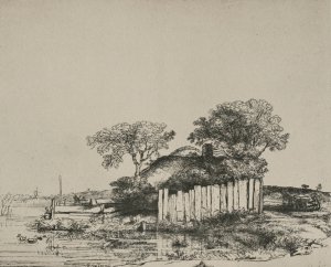Cottage with White Pales by Rembrandt Van Rijn Oil Painting