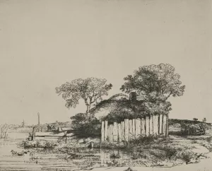 Cottage with White Pales Oil painting by Rembrandt Van Rijn