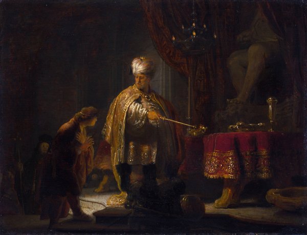 Daniel and Cyrus Before the Idol Bel  by Rembrandt Van Rijn - Hand-Painted Oil Painting Reproduction