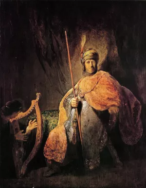 David Playing the Harp to Saul by Rembrandt Van Rijn Oil Painting