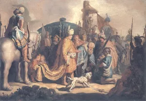 David Presents the Head of Goliath to King Saul painting by Rembrandt Van Rijn