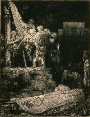 Descent from the Cross by Torch Light by Rembrandt Van Rijn Oil Painting