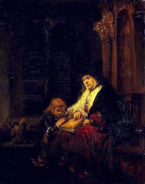 Hannah and Samuel painting by Rembrandt Van Rijn