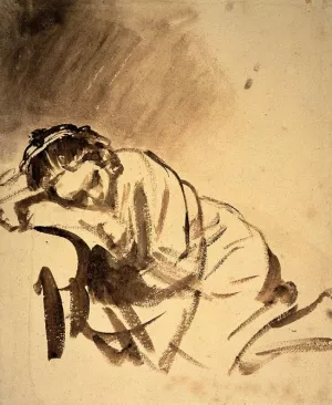 Hendrickje Sleeping by Rembrandt Van Rijn - Oil Painting Reproduction