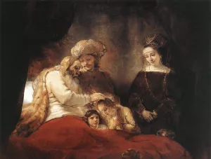 Jacob Blessing the Children of Joseph Oil painting by Rembrandt Van Rijn